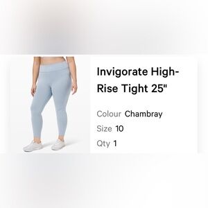 Lululemon Invigorate High Rise Tight 25”